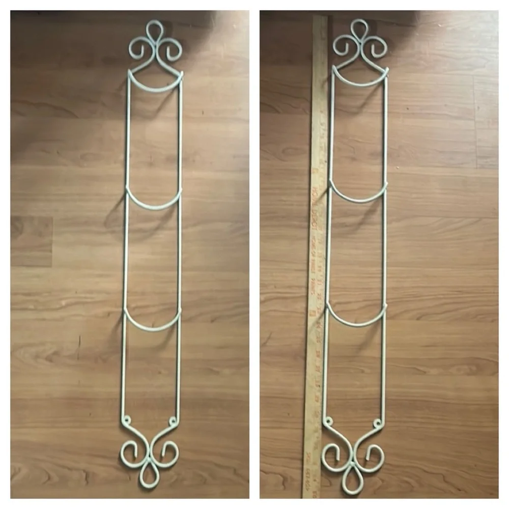 Vintage Shabby Cic Wrought Iron Metal Wall Plate Rack